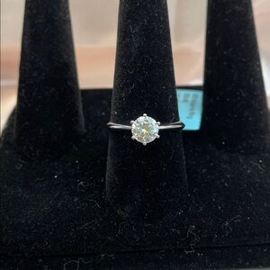 1.0 CTW Moissanite Diamond Sterling Silver Solitaire Engagement Ring Size 9